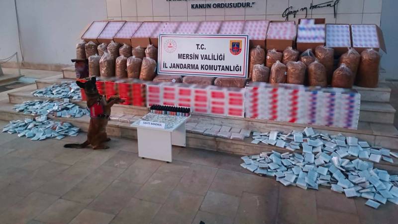 Mersin’de kaçakçılık operasyonu: 208 bin 830 makaron, 187 kilogram tütün ele geçirildi